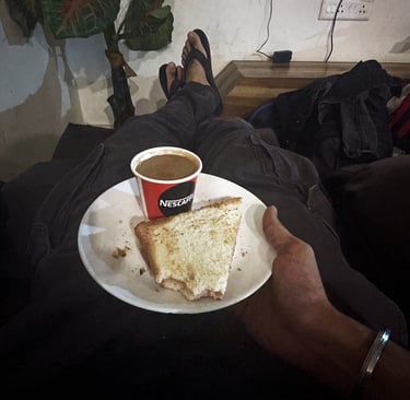 Me, chilling at the train station lounge, waiting for my train.