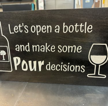Open a bottle Pour Decisions sign