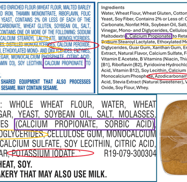 bread with artificial ingredienst