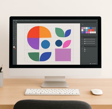 Écran d’ordinateur avec design graphique coloré – BenRaff Studio