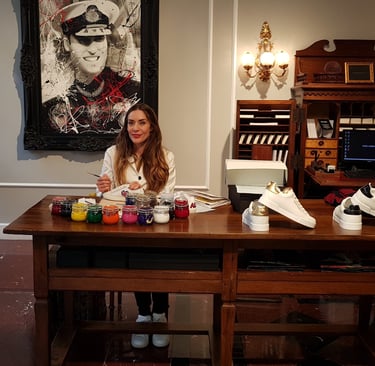 Sonya Parra, live event fashion illustrator, creating bespoke artwork on-site for Dolce & Gabbana.