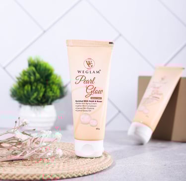 WeGlam Pearl Glow Face Cream enriched with herbal extracts for radiant and smooth skin.