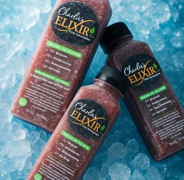 three bottles of detox drinks