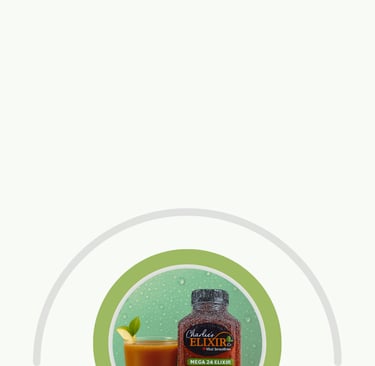 a bottle of detox drink with a smoothie glass