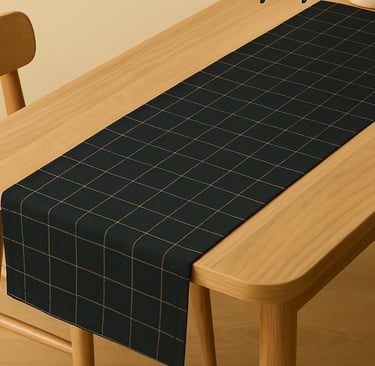 six seater table runner in gingham checks digital print