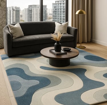 Minimalist modern rug design by Rasida Creation, handmade with care