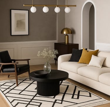 Minimalist modern rug design by Rasida Creation, handmade with care