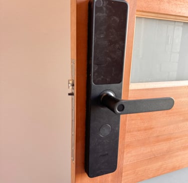 Professional installation of Aqara A100 smart lock on residential door in Melbourne — smart lock