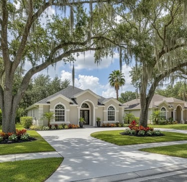 Well-maintained concrete driveway in front of a home in Apopka, FL, showcasing clean and modern curb