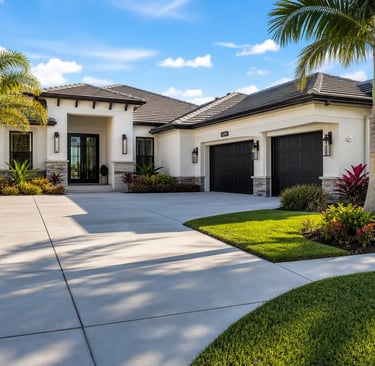 Well-maintained concrete driveway at a modern home in Apopka, FL