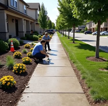 2 men are assessing the concrete sidewalk in Apopka, FL