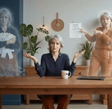 Woman haunted by past avoided tasks and future deadlines - the paralysing dread-it spiral