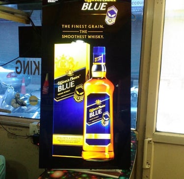 whiskey bottle highlighted with blockout printing