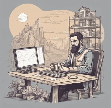 A person working at a music production setup with a large monitor displaying music editing software. The room has dim lighting with a red lamp casting a warm glow. Various studio equipment and accessories, such as a keyboard and mixing console, are present.