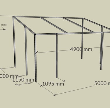 PVCFAB aluminium 5m frame for pergola lean to