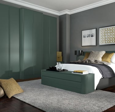 Aries modern handleless J pull fitted bedroom wardrobes