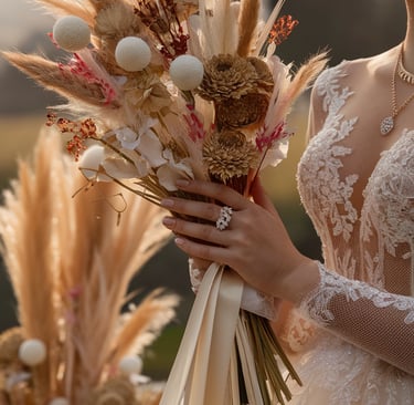 bouquet mariage fleurs séchées luxe romantique bohème