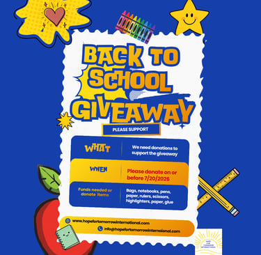 Picture of colorful flyer requesting back to school donations