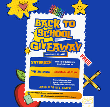 colorful flyer for free items back to school