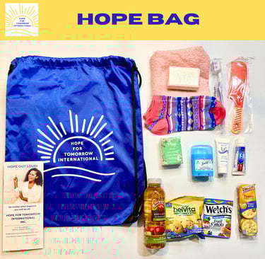 Hope bag featuring personal items 