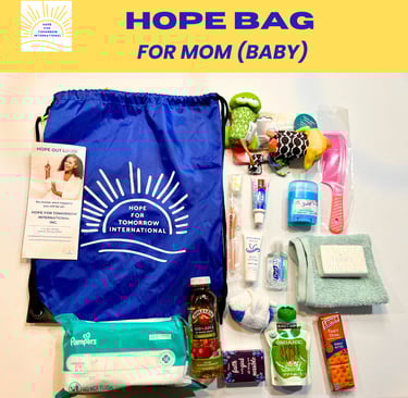 Bag with personal items to give to homeless