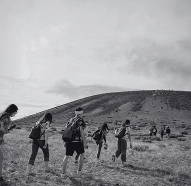 a group of people on a hike