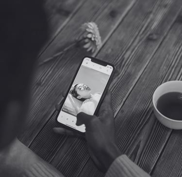 A man viewing a dating profile on a dating app