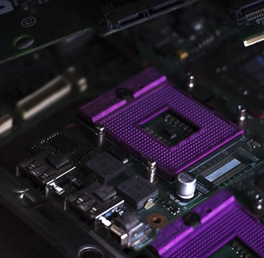 Close-up of an advanced AI chip, symbolizing NVIDIA Blackwell GB10 hardware innovation in 2025