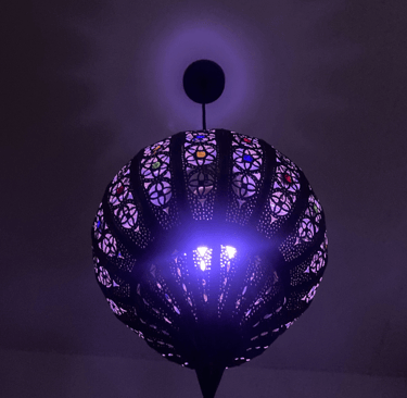 arabian lamp shining blue purple light