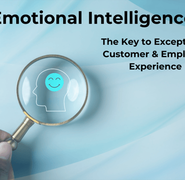 a hand holding a magnifying glass over a human head outline with a smiley icon