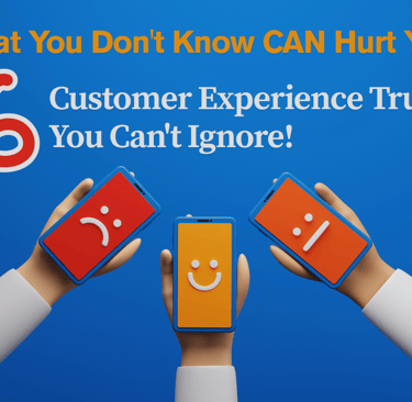 three hands holding up different colored phones with happy, sad, neutral