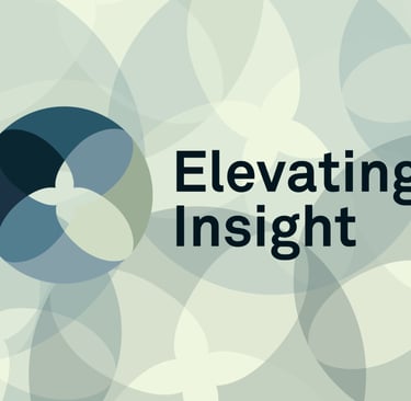 Elevating Insight logo featuring abstract geometric patterns in shades of teal and gray.