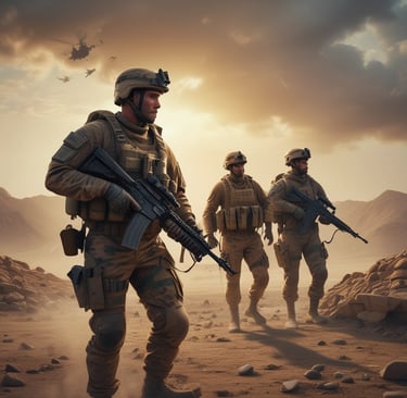 a group of soldiers in uniform with guns