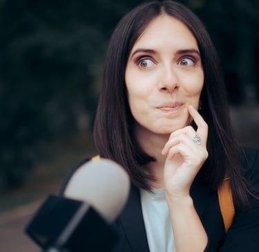micro, femme, jeune, journaliste, question, interview, vidéo