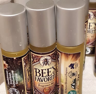 Bee's Favorite Natural Fragrance Bottles - with Bee's Balm Radiant Bee Design in Label