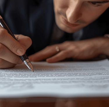 A young professional signing contract with custom made calligraphy signature