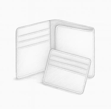 Bleistiftskizze einer Geldbörse aus Leder mit Kartenhalter | LEDERNETZWERK