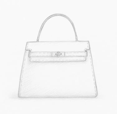 Bleistiftskizze einer Handtasche für Damen aus Leder mit Henkel | LEDERNETZWERK