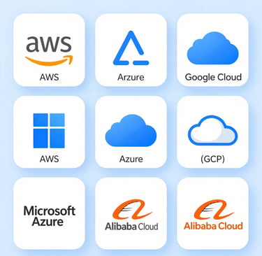 A grid of popular AI tools icons for design, marketing, and writing including ChatGPT, Canva, and Midjourney.