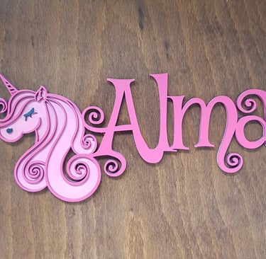decoration mural pour porte avec le prénom alma