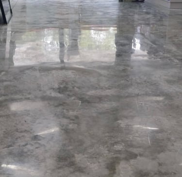 a concrete polished concrete floor with marbling