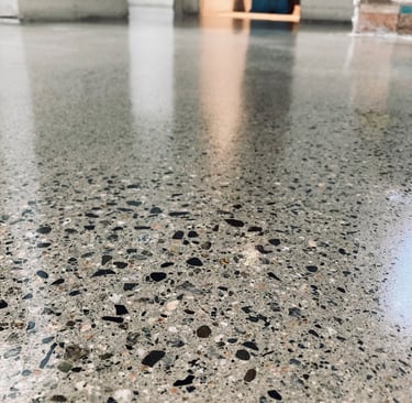 full aggregate exposure polished concrete floor