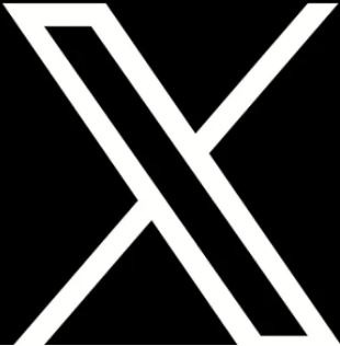 a white and black x logo on a black background
