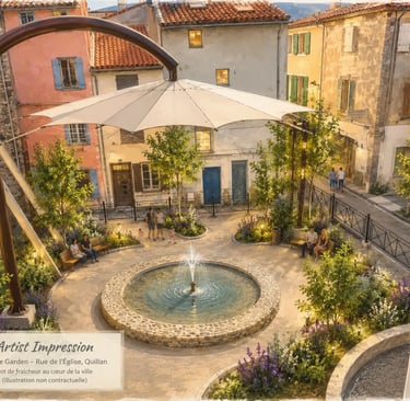 Artist's impression of the new landscaped public garden on Rue de l'Église in Quillan
