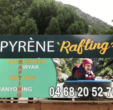 Panneau Pyrene Rafting au pont d’Aliès