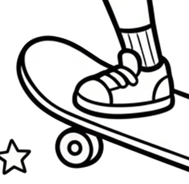 a skateboarder's feet on a skateboard