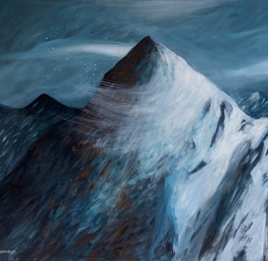paysage venteux de montagne la nuit