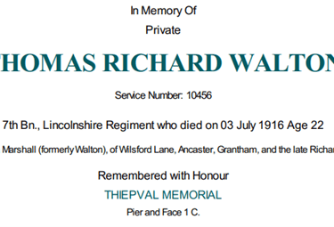 Commonwealth War Graves certificate