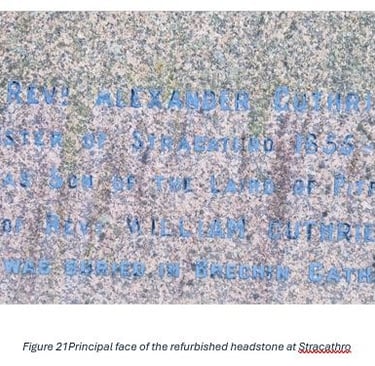 Principal fac e of Alexander Guthrie's refurbished headstone