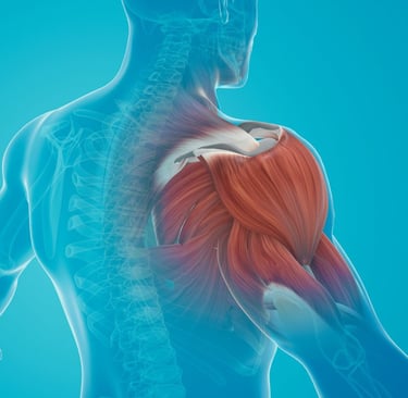 a man with a large shoulder pain